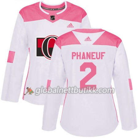 Ottawa Senators Hockeydrakt Dion Phaneuf 2 2017-2018 Hvit Rosa Fashion Adidas Authentic - Dame